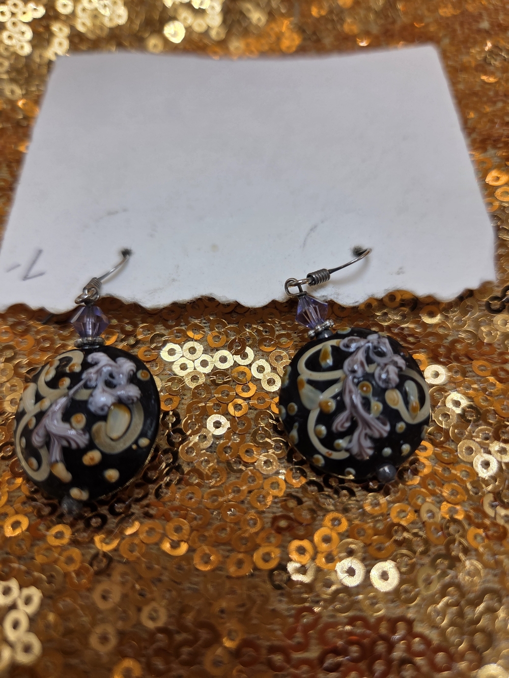 Handcrafted Black Bead Dangle Earrings with Accents
